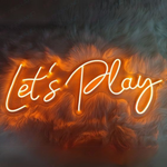 Let’s Play LED neon sign glowing brightly, perfect for gaming rooms and entertainment spaces by Neon.Shop