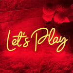 Let’s Play LED neon sign glowing brightly, perfect for gaming rooms and entertainment spaces by Neon.Shop