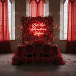 Let the Adventure Begin wedding LED neon sign glowing on backdrop – Neon.Shop