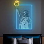 Liberty Enlightening the World UV Art LED Neon Sign with vibrant UV art glow, iconic LED wall décor by Neon.Shop