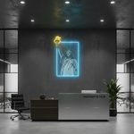 Liberty Enlightening the World UV Art LED Neon Sign with vibrant UV art glow, iconic LED wall décor by Neon.Shop