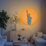 Liberty inspirational UV printed LED neon sign by Neon.Shop glowing on a wall as modern motivational neon décor