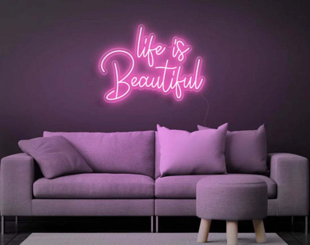 Life is Beautiful Valentine's Day Neon Sign