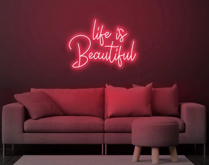 Life is Beautiful Valentine's Day Neon Sign