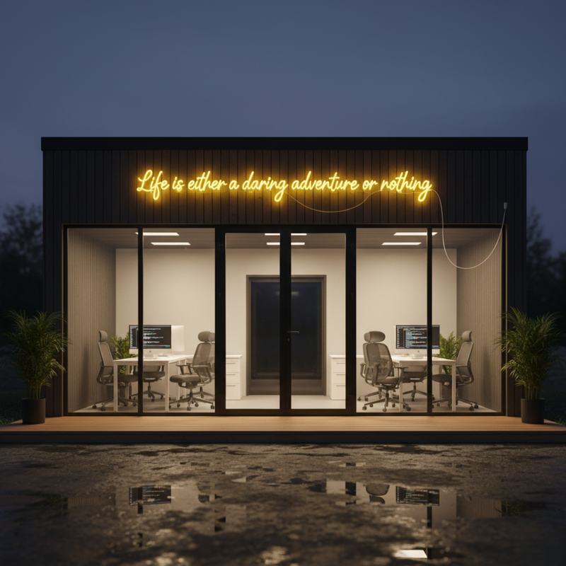 Life Is Either a Daring Adventure or Nothing neon sign glowing with vibrant LED colors by Neon.Shop