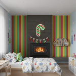 Light Up Candy Cane Merry Christmas Neon Sign by Neon.Shop glowing in LED light with candy cane and festive lettering design.