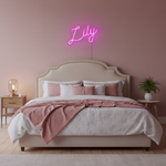 Lily LED Neon Sign, illuminated wall décor by Neon.Shop for bedrooms, offices, and celebrations.