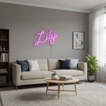 Lily LED Neon Sign, illuminated wall décor by Neon.Shop for bedrooms, offices, and celebrations.