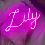 Lily LED Neon Sign, illuminated wall décor by Neon.Shop for bedrooms, offices, and celebrations.