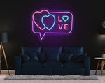 Love Found Online Couple Valentine’s Day neon sign glowing in vibrant LED lights, romantic wall décor by Neon.Shop