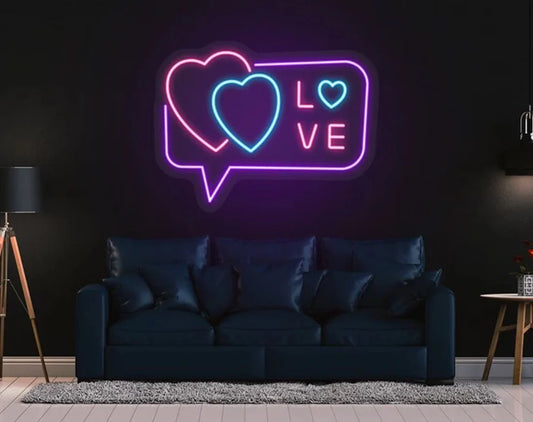 Love Found Online Couple Valentine’s Day neon sign glowing in vibrant LED lights, romantic wall décor by Neon.Shop
