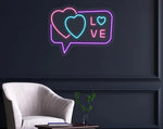 Love Found Online Couple Valentine’s Day neon sign glowing in vibrant LED lights, romantic wall décor by Neon.Shop