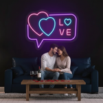 Love Found Online Couple Valentine’s Day neon sign glowing in vibrant LED lights, romantic wall décor by Neon.Shop