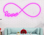 Love Infinity Valentine’s Day LED neon sign glowing with romantic light, symbolizing eternal love by Neon.Shop