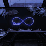 Love Infinity Valentine’s Day LED neon sign glowing with romantic light, symbolizing eternal love by Neon.Shop