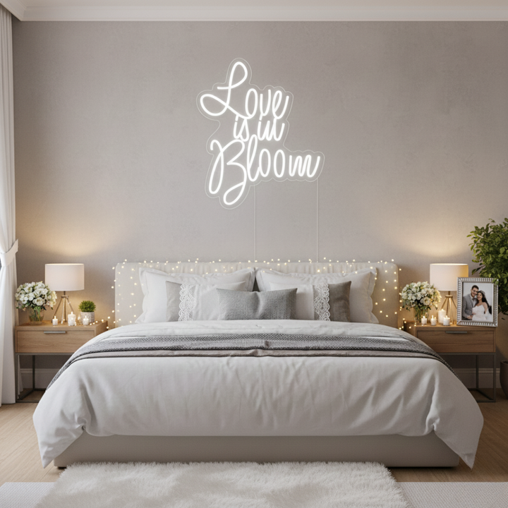 Love Is in Bloom wedding reception LED neon sign by Neon.Shop Bedroom 