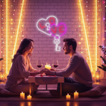 Love Lock Valentine’s Day neon sign glowing in LED light, heart-shaped romantic wall décor by Neon.Shop.