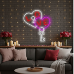 Love Lock Valentine’s Day neon sign glowing in LED light, heart-shaped romantic wall décor by Neon.Shop.