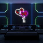 Love Lock Valentine’s Day neon sign glowing in LED light, heart-shaped romantic wall décor by Neon.Shop.