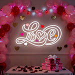 Love Valentine’s Day LED neon wall art by Neon.Shop glowing in warm romantic light, perfect for Valentine décor, bedrooms, cafés, and gifts