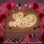 Love Valentine’s Day LED neon wall art by Neon.Shop glowing in warm romantic light, perfect for Valentine décor, bedrooms, cafés, and gifts