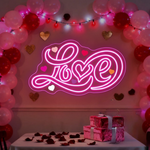 Love Valentine’s Day LED neon wall art by Neon.Shop glowing in warm romantic light, perfect for Valentine décor, bedrooms, cafés, and gifts