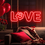Love Valentine’s Day Neon Sign glowing on wall for romantic décor by Neon.Shop
