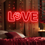 Love Valentine’s Day Neon Sign glowing on wall for romantic décor by Neon.Shop