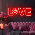 Love Valentine’s Day Neon Sign glowing on wall for romantic décor by Neon.Shop