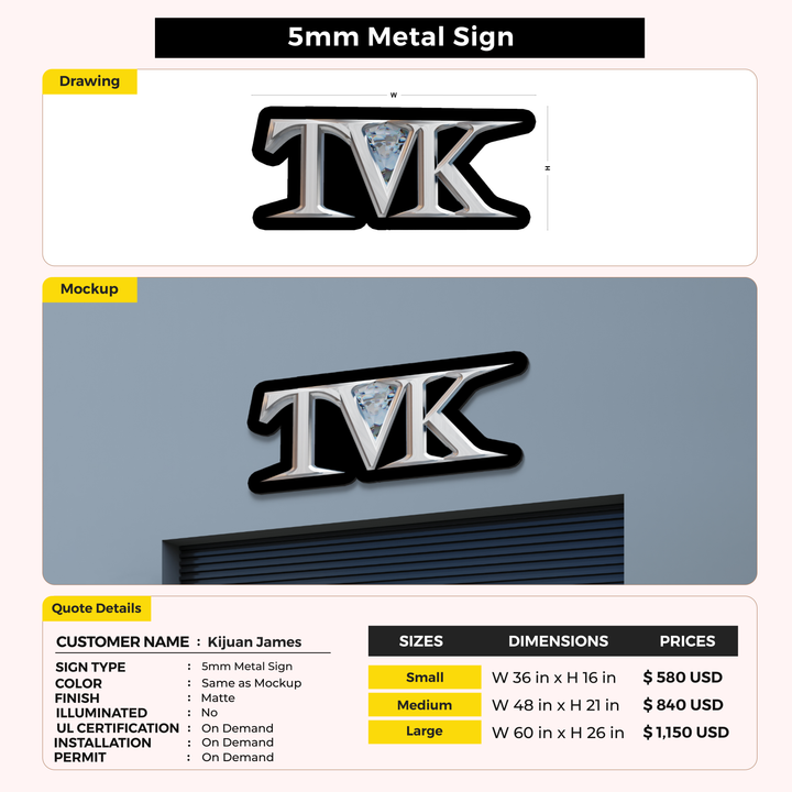 Business signage for Kijuan James