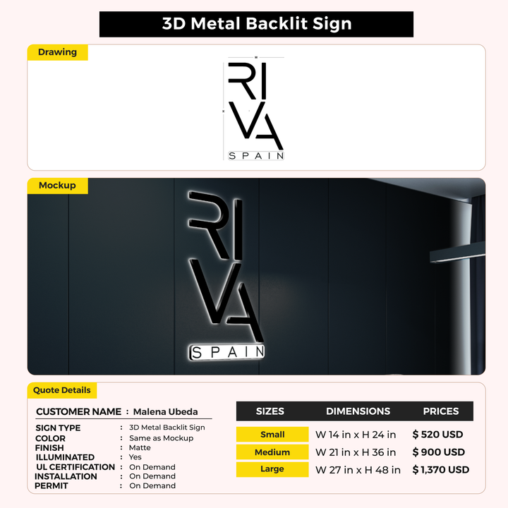 Business signage for Malena Ubeda Vilaplana