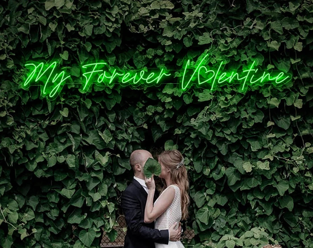 MY FOREVER Valentine’s Day neon sign glowing in warm LED light, romantic wall décor by Neon.Shop
