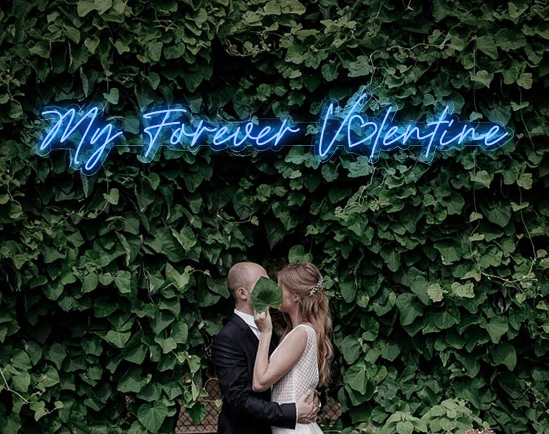 MY FOREVER Valentine’s Day neon sign glowing in warm LED light, romantic wall décor by Neon.Shop