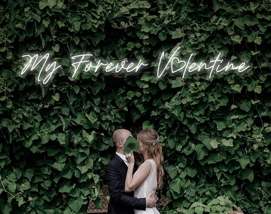 MY FOREVER Valentine’s Day neon sign glowing in warm LED light, romantic wall décor by Neon.Shop