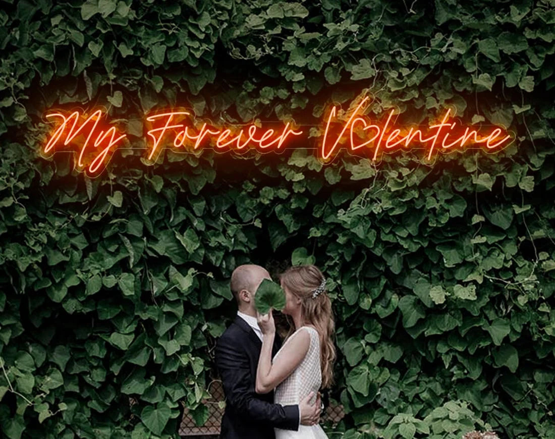 MY FOREVER Valentine’s Day neon sign glowing in warm LED light, romantic wall décor by Neon.Shop