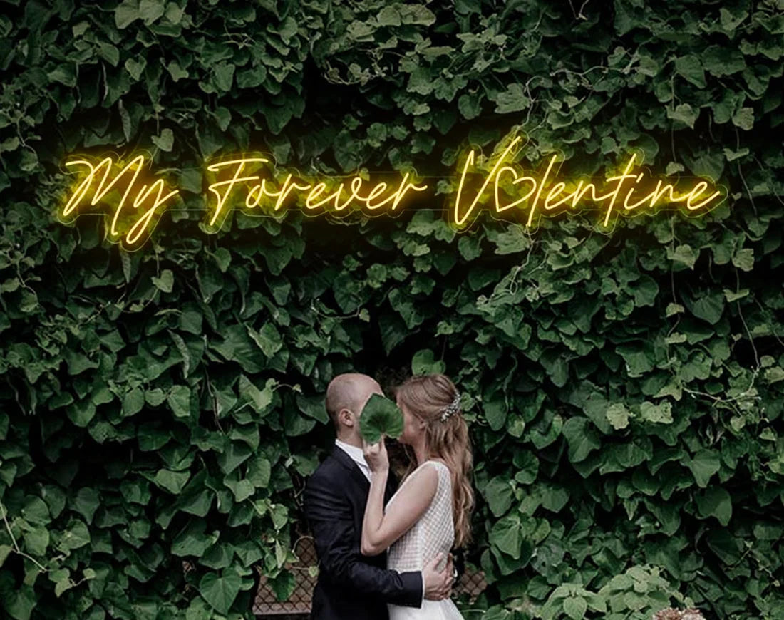 MY FOREVER Valentine’s Day neon sign glowing in warm LED light, romantic wall décor by Neon.Shop
