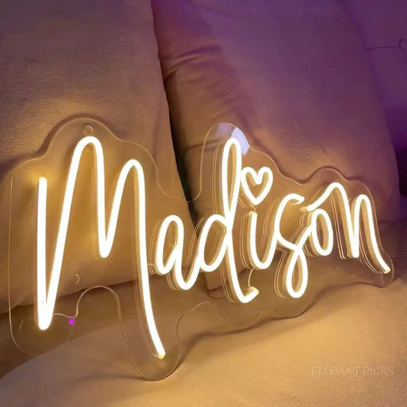 MADISON LED Neon Sign by Neon.Shop for bedrooms, nurseries, studios, and modern home décor.