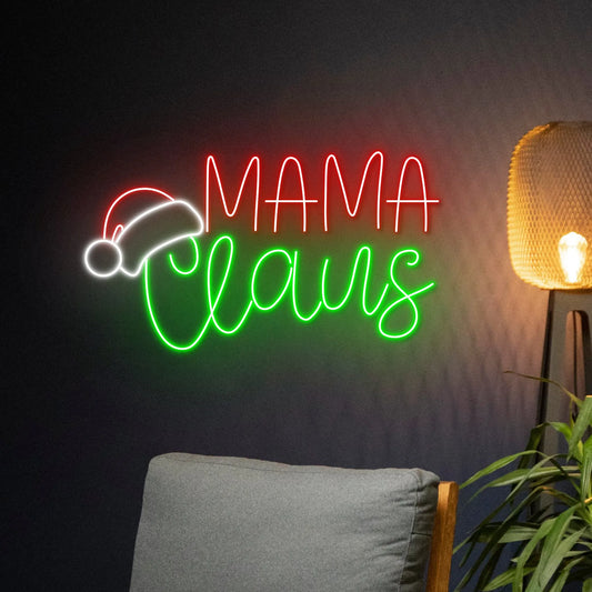 Mama Claus LED neon sign for family gatherings and holiday décor – Neon.Shop