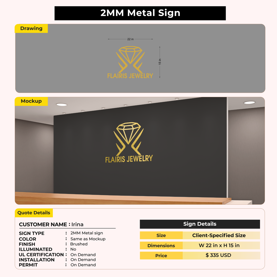 5MM Metal Signs For Irina