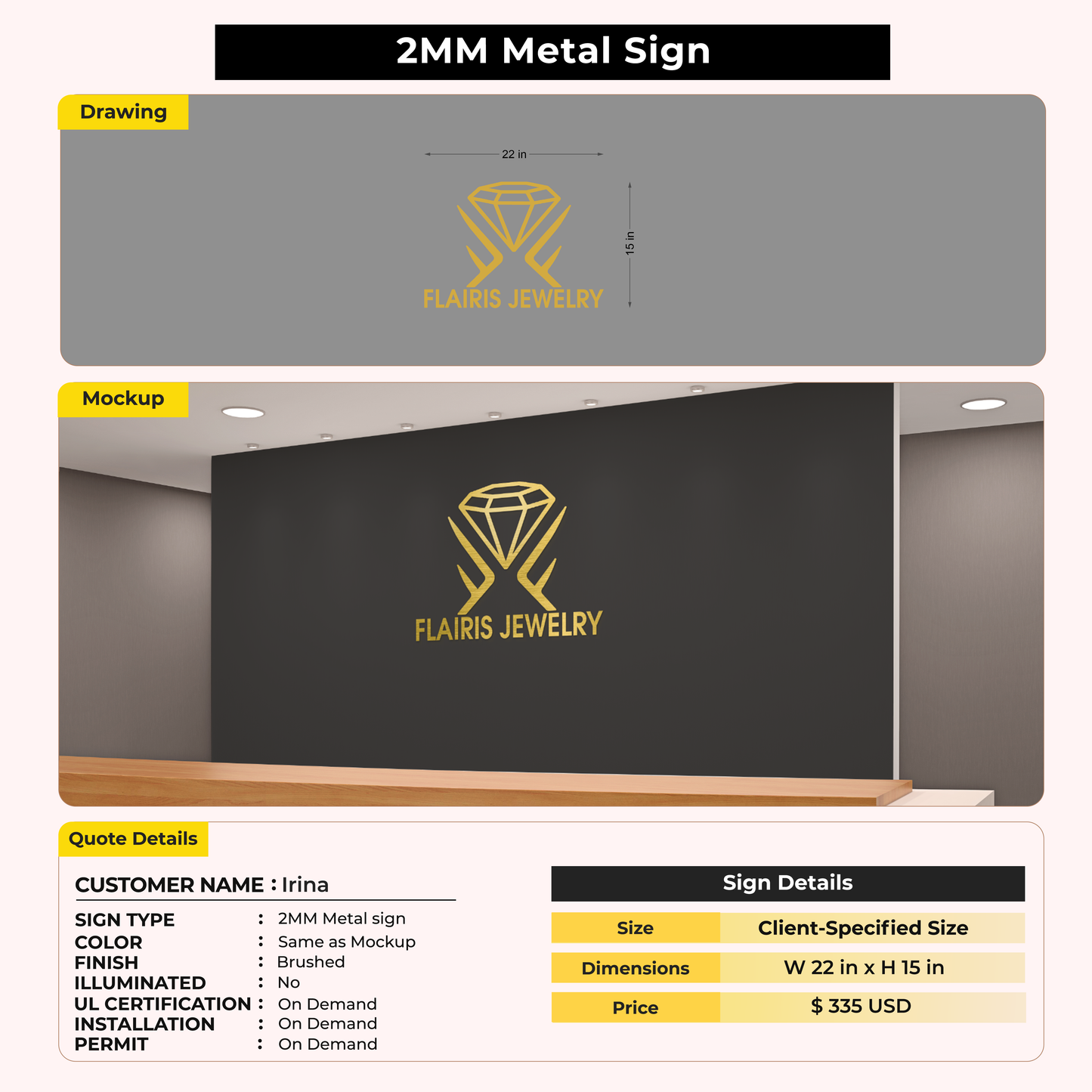 5MM Metal Signs For Irina