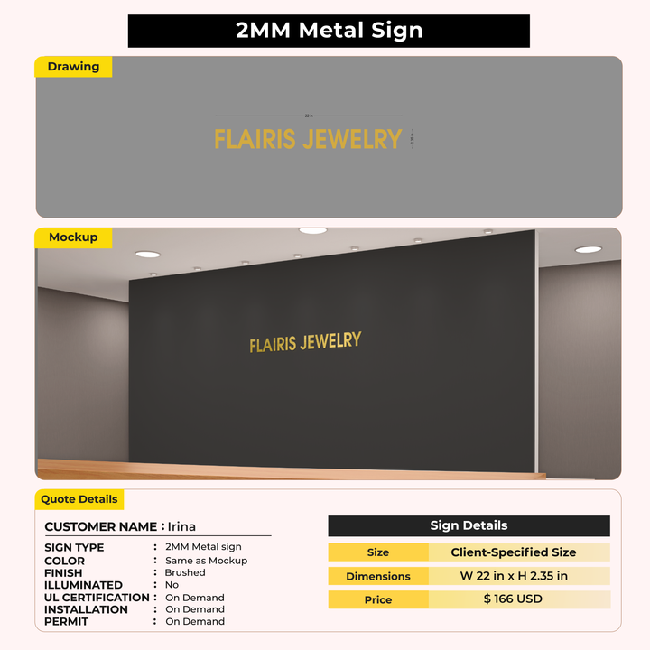 5MM Metal Signs For Irina