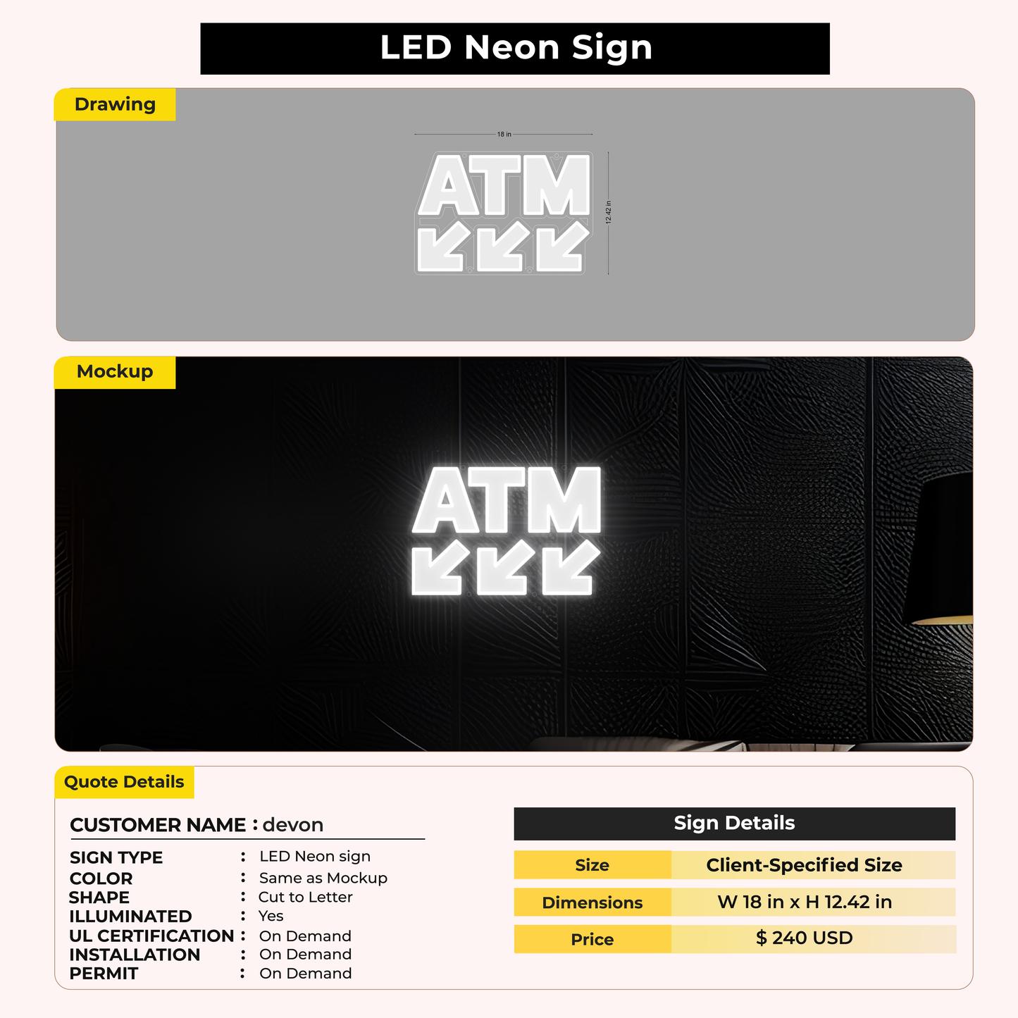 LED Neon Sign for Devon