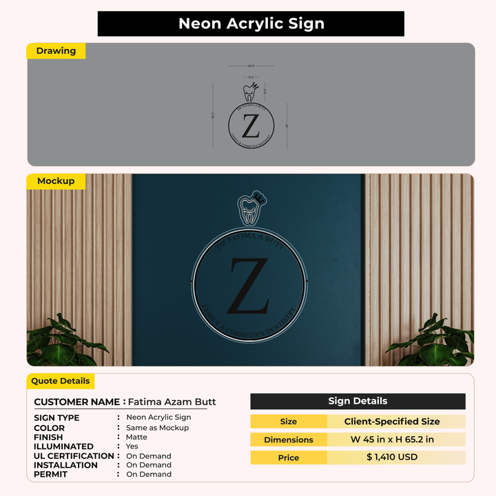 Custom Signs for Fatima Azam Butt