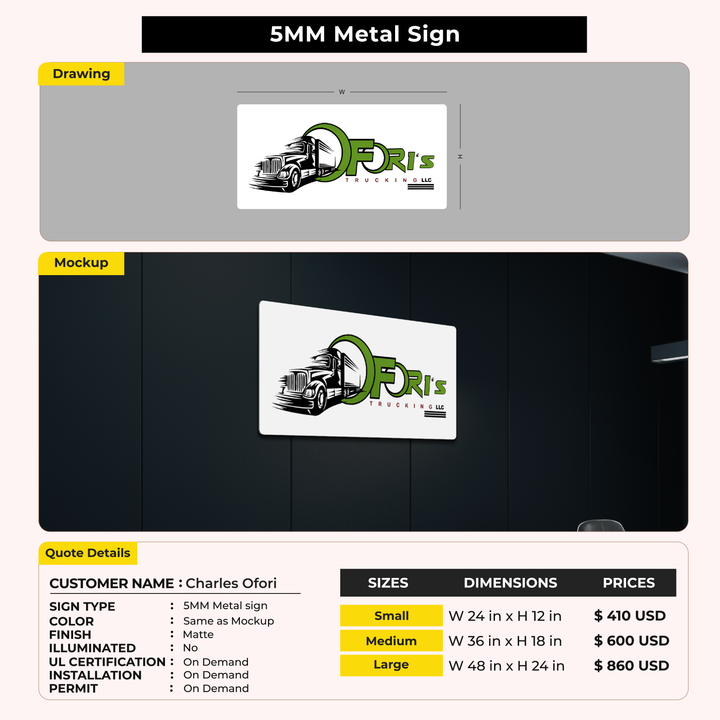 Custom Signs for Charles Ofori