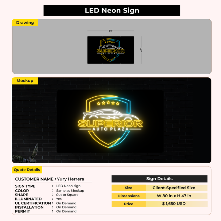 LED Neon Signs for Yury Herrera