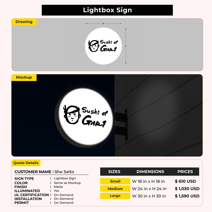 Custom Signs for Sho Saito