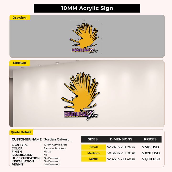 Custom Signs for Jordan Calvert