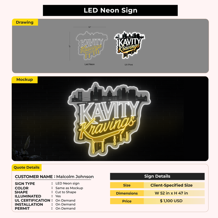 LED Neon Sign for Malcolm Johnson