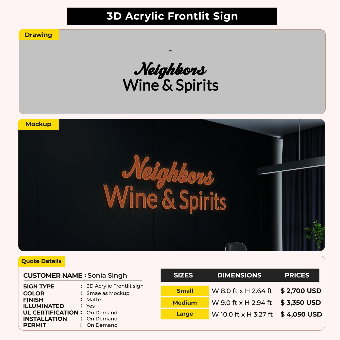 Custom Signs for Sonia Singh