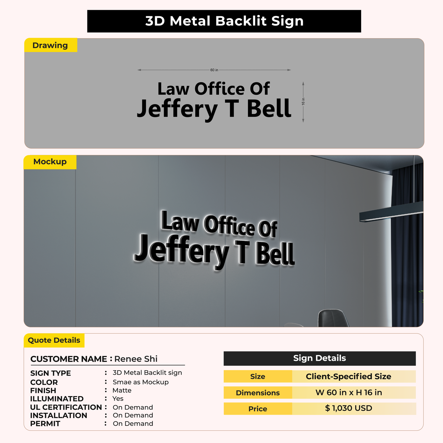 custom Signs for Renee Shi